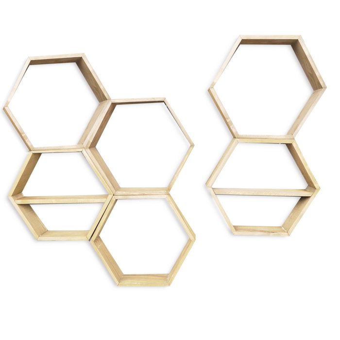 Hanah Home Raf252 Estantería de pared de madera de abeto, Nogal, 6 piezas Hanah Home Raf252 Estantería de pared de madera de abeto, Nogal, 6 piezas